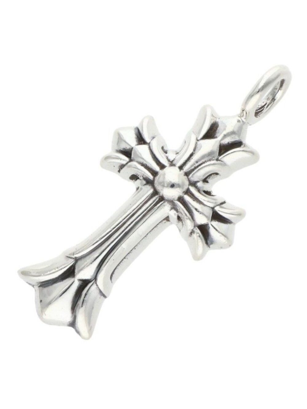 Chrome Hearts Dbl CH Crs Double CH Cross Charm Silver Necklace Top